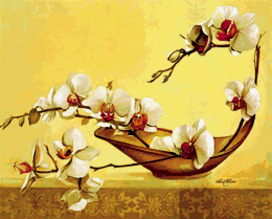 Орхидеи - живопись, цветы, натюрморт, орхидея, картина - предпросмотр