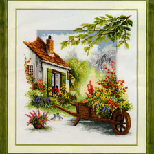 Схема вышивки «Домик в цветах»