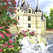 Схема вышивки «Пруд у замка»