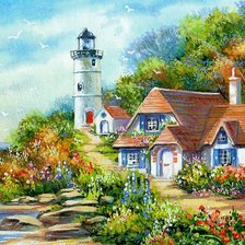 Схема вышивки «Домик у маяка»