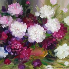 Схема вышивки «Ваза с пионами»