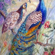 Схема вышивки «Колоколов Антон. Фрагмент декоративного панно ''Павлины''»