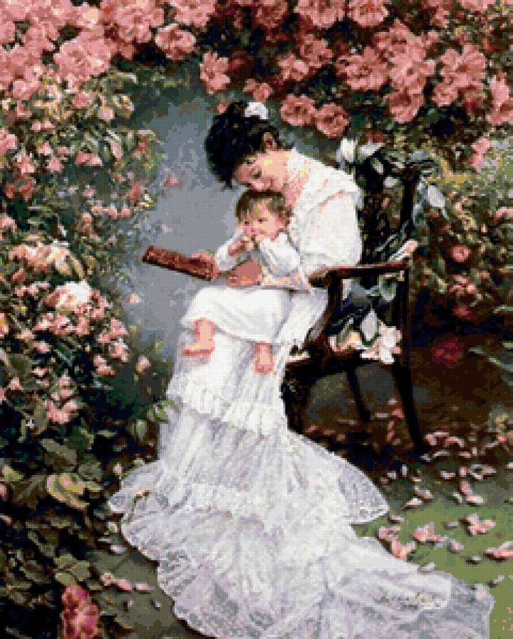 нежность - сад, дети, люди, цветы, девушка - предпросмотр