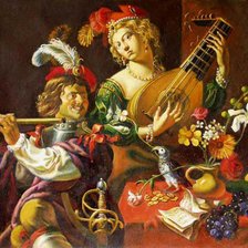 Схема вышивки «Натюрморт с музыкантом. Триптих, центральная часть»