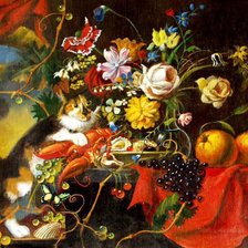 Схема вышивки «Натюрморт с музыкантом. Триптих, правая часть»