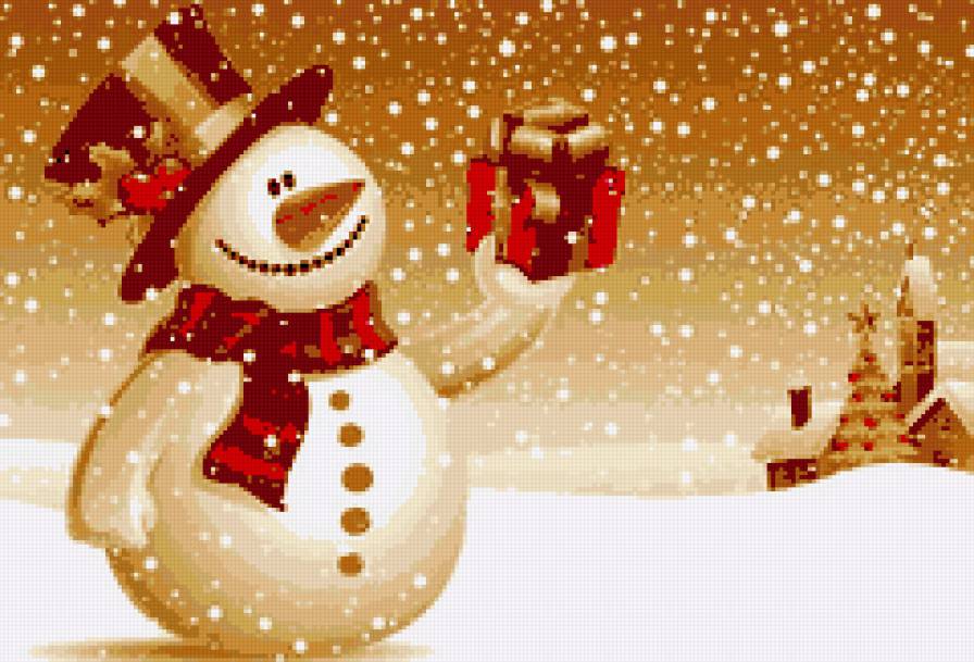 С Новым годом! - снеговик.праздник.новый год. - предпросмотр