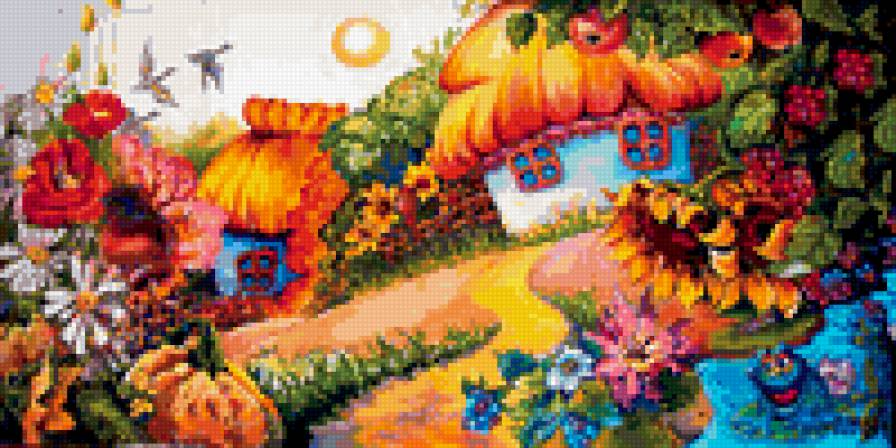 деревенька - подсолнухи, дом, сказка.. - предпросмотр