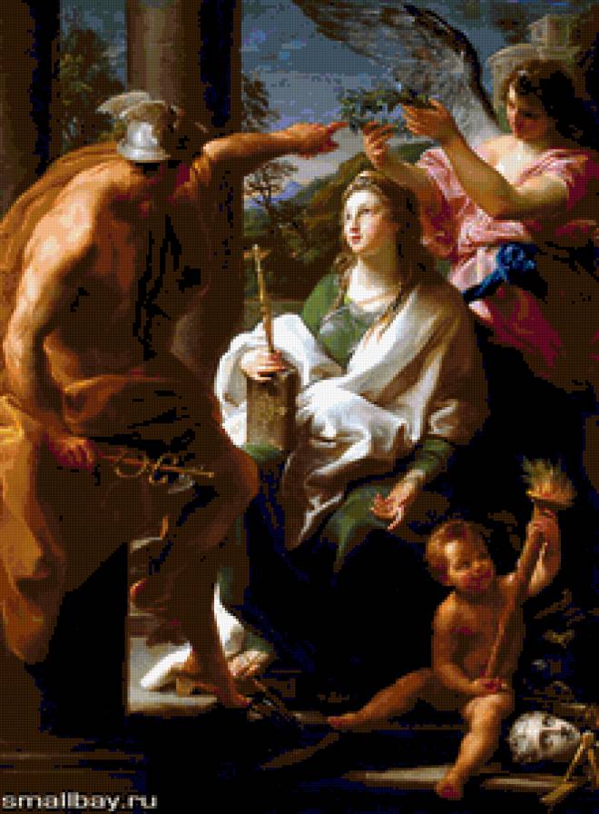 Помпео Батони. Меркурий коронующий Философию. - портрет, люди, девушка, женщина, мифы. - предпросмотр