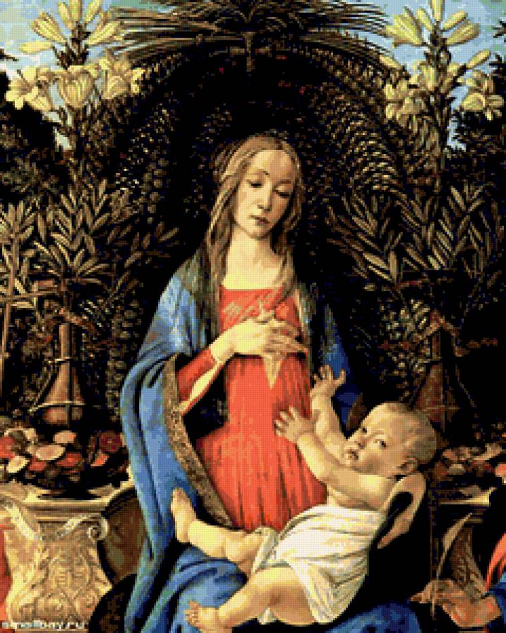 Сандро Боттичелли.Мадонна Барди. - женщина, портрет, девушка, святые.икона., люди - предпросмотр