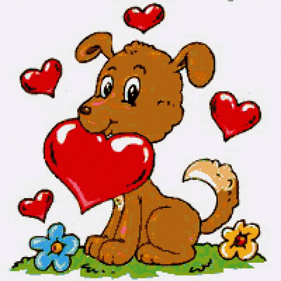 Валентинка - сердечки, валентинка, щенок, сердечко, любовь, валентинки - предпросмотр