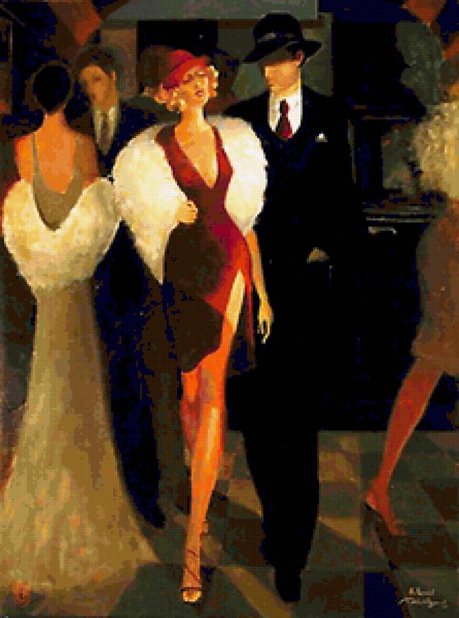 ретро - люди, картина, ретро - предпросмотр