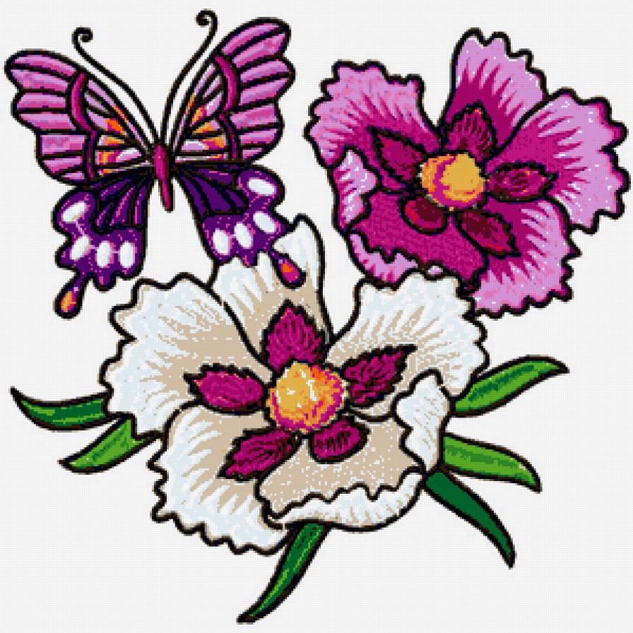 Подушка - бабочки, цветы - предпросмотр