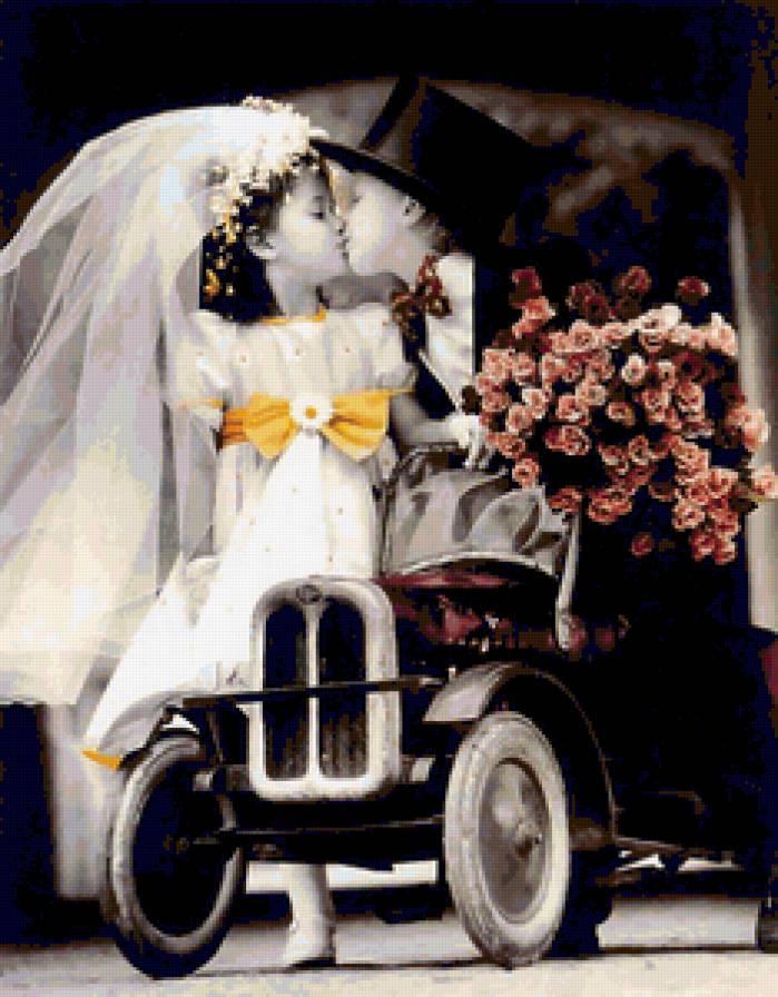 Милое ретро - свадьба, поцелуй, детки, ретро - предпросмотр