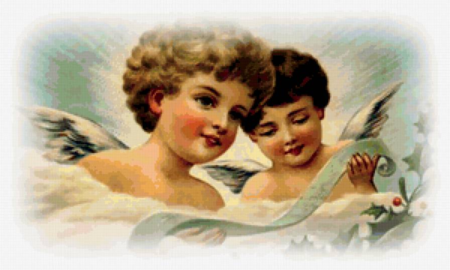 Ангелочки - ангелочки, купидон, ангел, ангелочек, винтаж, херувим - предпросмотр