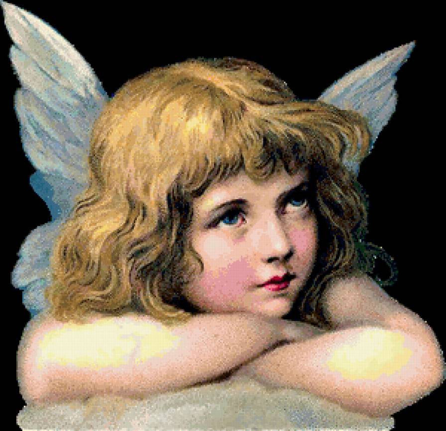 Ангелочек - ангелочек, херувим, на черном, ангел, купидон - предпросмотр