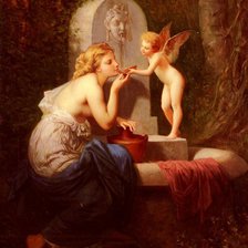 Схема вышивки «Ангелочек и девушка»