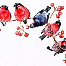 Схема вышивки «Снегири»