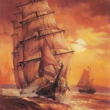 Схема вышивки «Парусник на закате»