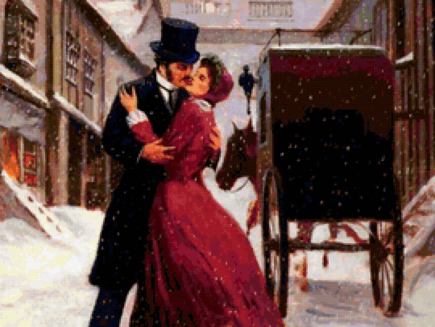 влюбленная пара - девушка, влюбленная пара, красота, любовь, картина - предпросмотр