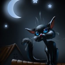 Схема вышивки «кот на крыше»