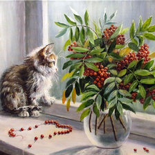 котенок и рябина