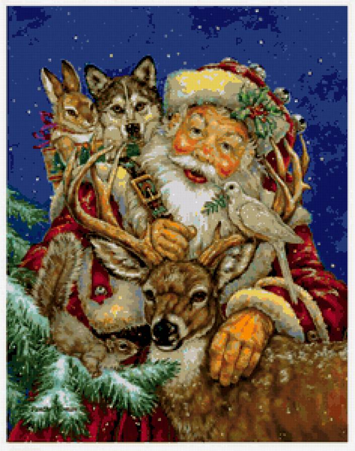 новый год - животные, дед мороз, санта, зима - предпросмотр