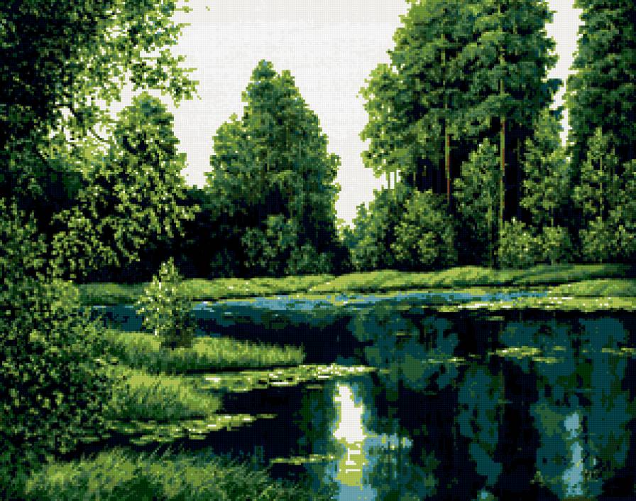 возле реки - деревья, река, пейзаж, берег - предпросмотр