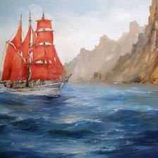 Схема вышивки «алый парусник»