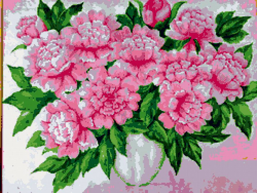 букет розовых цветов - цветы, букет, ваза - предпросмотр