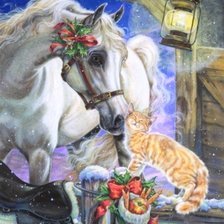 Схема вышивки «лошадка и котик»