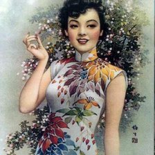 Схема вышивки «Девушка со старой открытки»