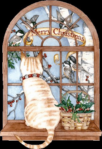 кошка - животные, кот, кошки, рождество, зима, коты - оригинал