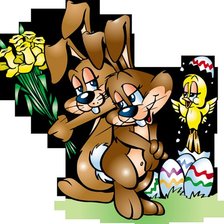 Схема вышивки «пасхальные кролики»