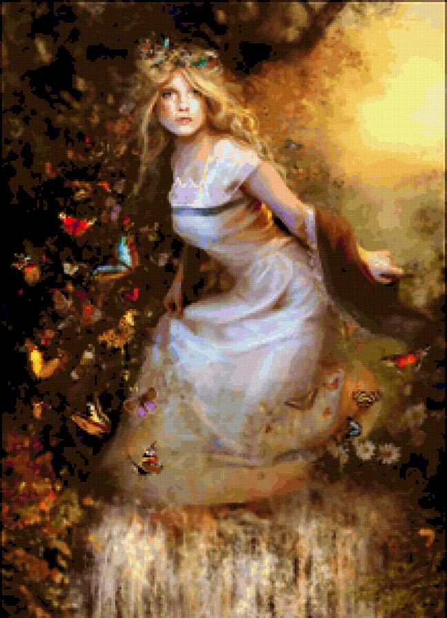 у водопада - женщина - предпросмотр