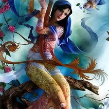 Схема вышивки «девушка с арфой»