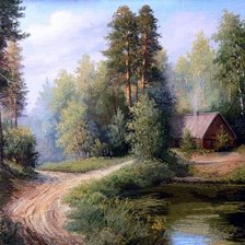 Схема вышивки «Домик в лесу. Г.А. Янулевич»