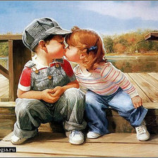 Схема вышивки «Малыши,поцелуй,любовь,дети»