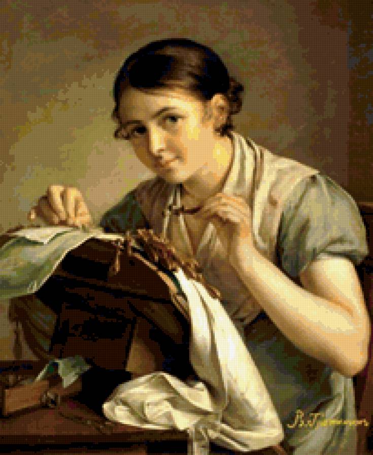 кружевница - картина, девушка, кружевница - предпросмотр