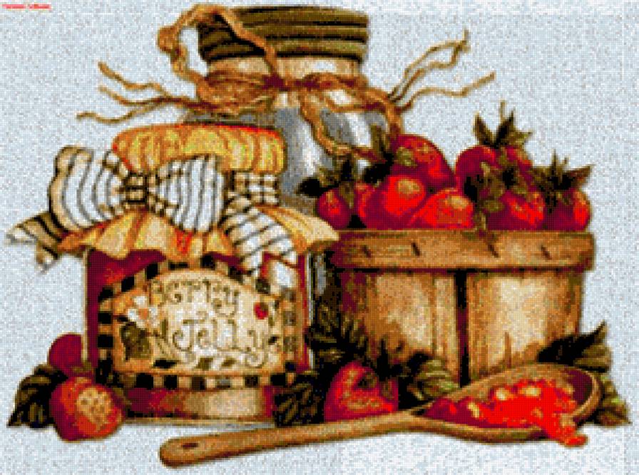 №206522 - на кухню, фрукты, варенье, клубника, картина, натюрморт - предпросмотр