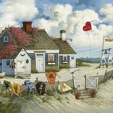 Схема вышивки «домик на берегу»