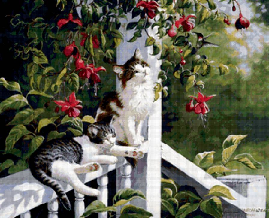 №207051 - цветы, кот - предпросмотр