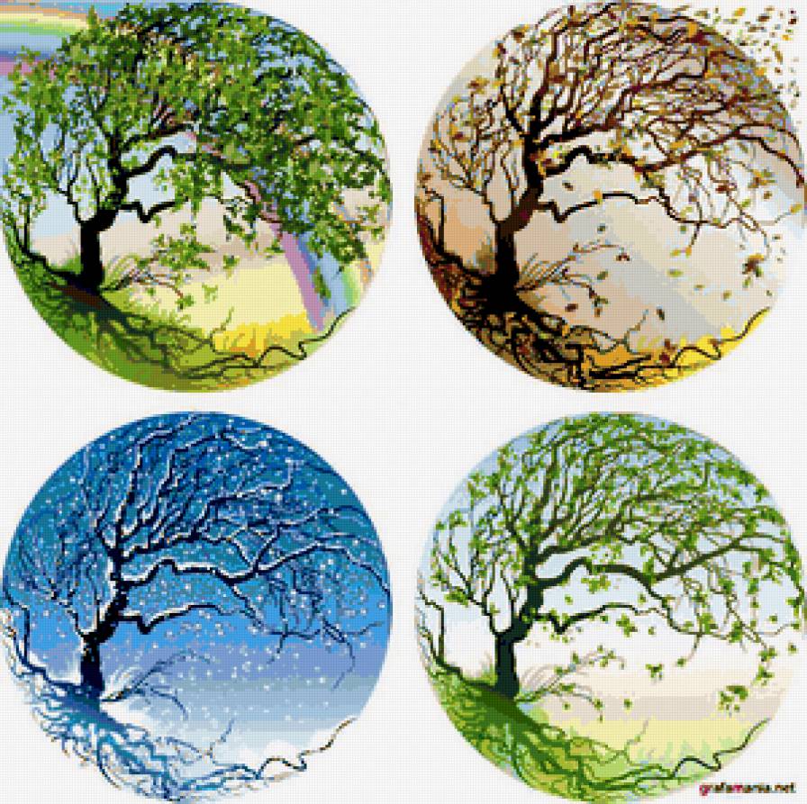 Времена года - осень, лето, пейзаж, природа, зима, весна, времена года - предпросмотр