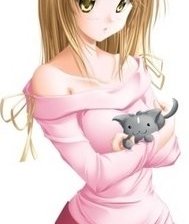 Схема вышивки «Девушка с котенком)»