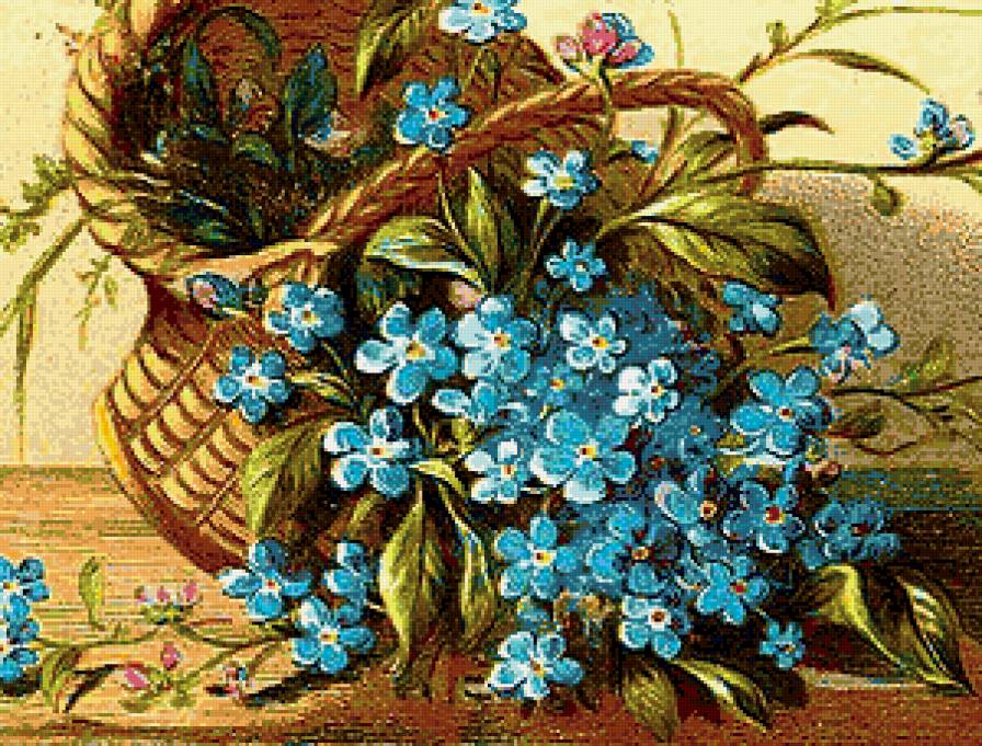 №207211 - корзина, незабудки, букет, цветы - предпросмотр