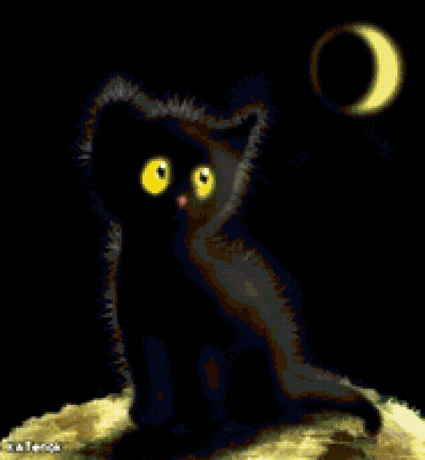 котенок - котенок, ночь, мультик - предпросмотр