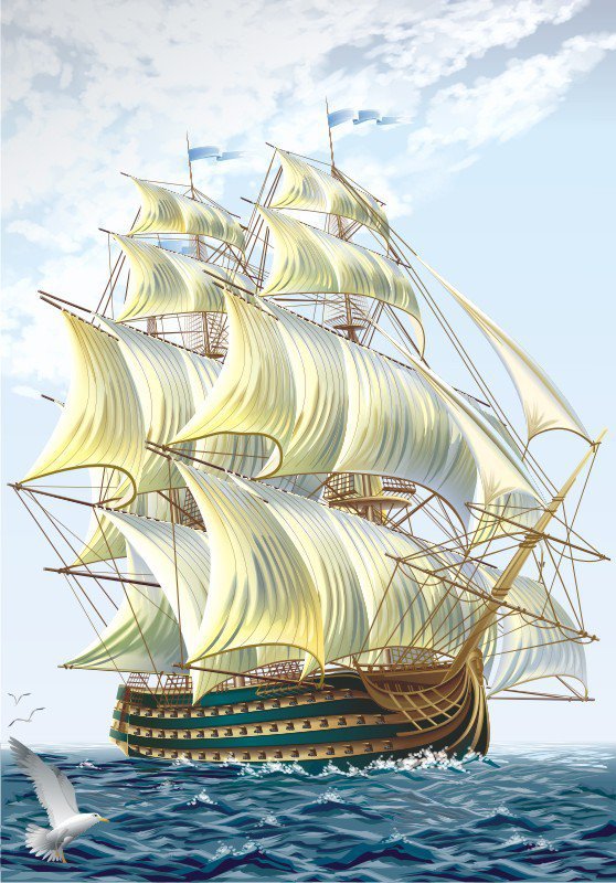 Парусник - море, пейзаж, корабль, природа - оригинал