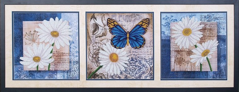 Триптих Ромашки и бабочка - ромашка - оригинал