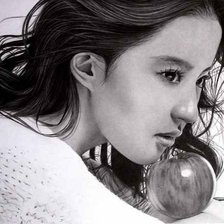 Схема вышивки «Девушка с яблоком.»