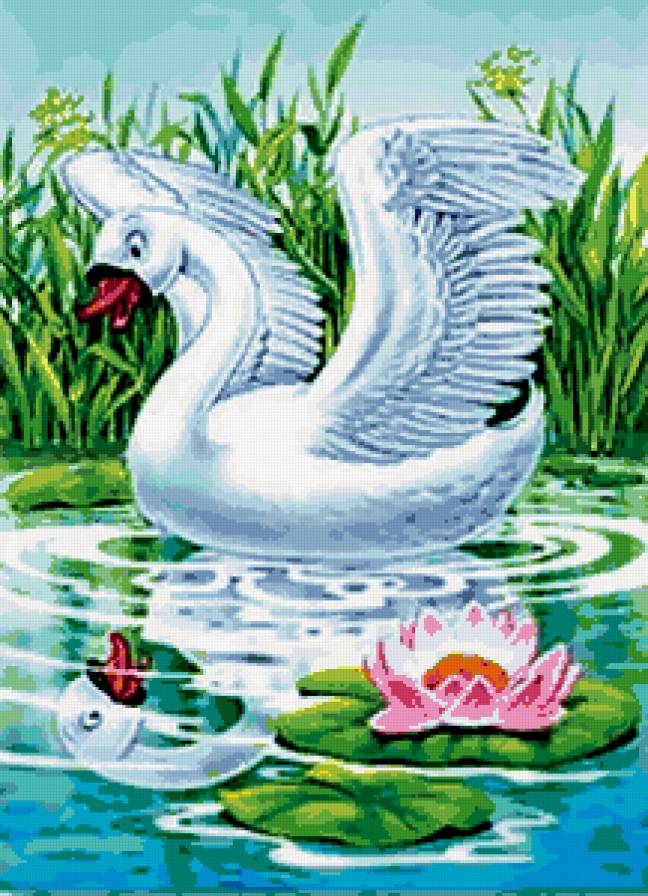 лебедь - птицы, сказка, лебеди, кувшинка - предпросмотр
