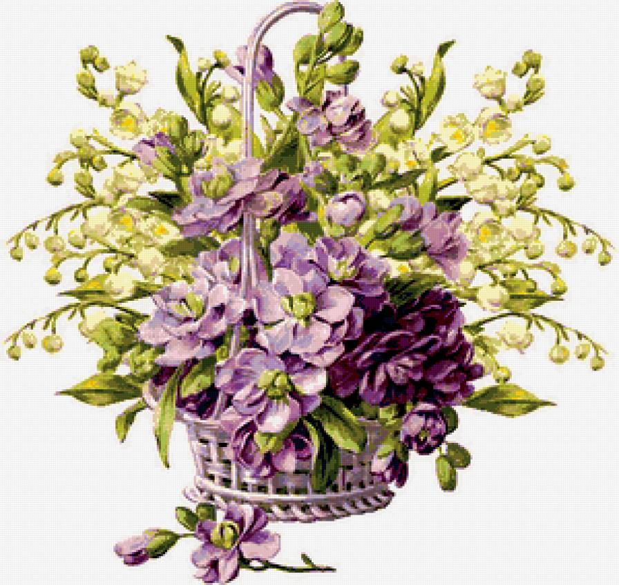 цветы - цветочки, корзина, цветок, картина, натюрморт - предпросмотр
